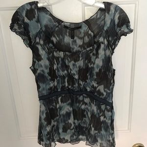 BCBGMaxazria Blue Empire Waist Top 100% Silk sizeM